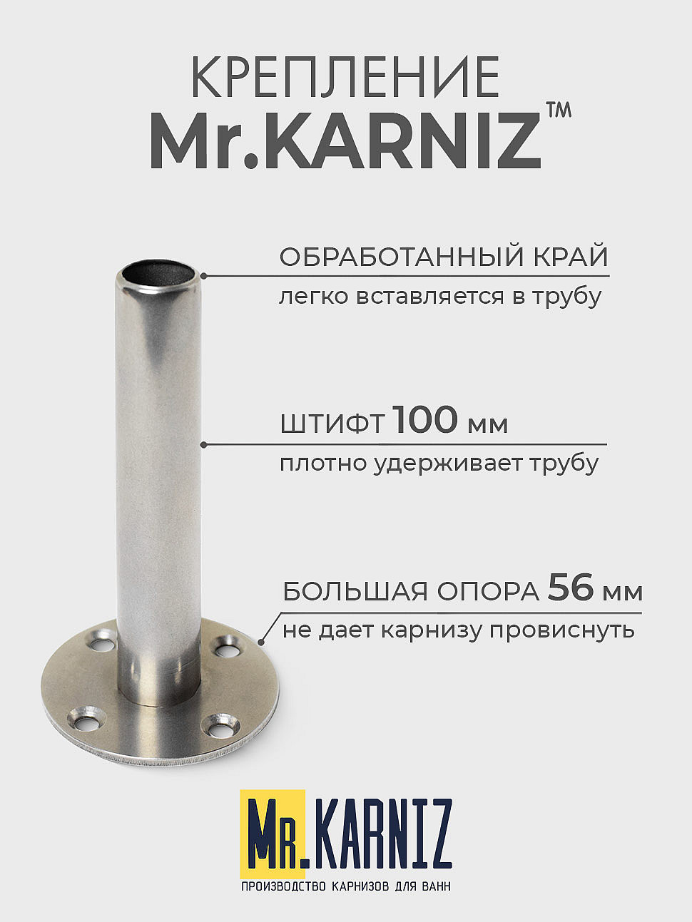Карниз для душа Угловой Г образный 110х80 Усиленный 25 мм фото 5