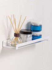 Настенная навесная полка для ванной комнаты с бортиком 30x9x3 белая