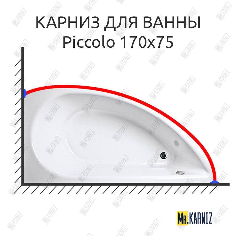 Карниз для ванны 1 MarKa Piccolo 170х75 Усиленный 20 мм MrKARNIZ Карниз для ванны 1 MarKa Piccolo 170х75 Усиленный 20 мм MrKARNIZ