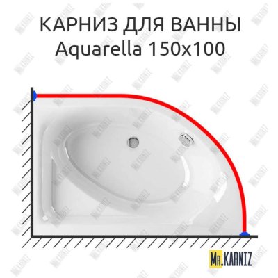 Карниз для ванны Excellent AQUARELLA 150х100 Усиленный 20 мм MrKARNIZ