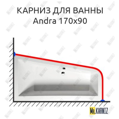 Карниз для ванны Alpen Andra 170х90 Усиленный 20 мм MrKARNIZ