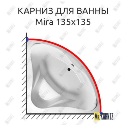 Карниз для ванны Relisan Mira 135х135 Усиленный 20 мм MrKARNIZ